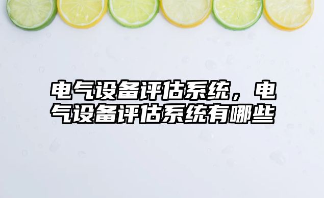 電氣設(shè)備評(píng)估系統(tǒng)，電氣設(shè)備評(píng)估系統(tǒng)有哪些